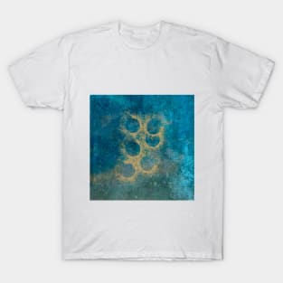 Teal Paint with Gold Circles Art T-Shirt
